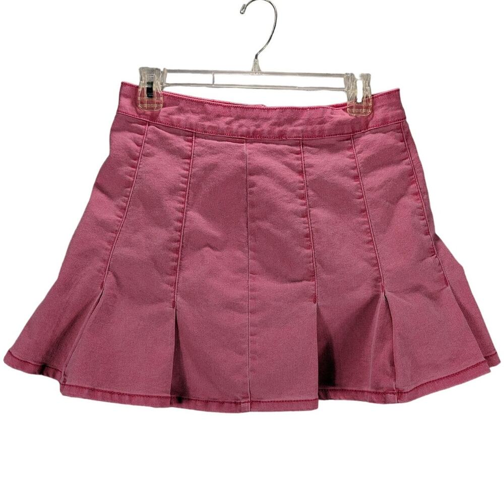 No Boundaries Skirt Womens 9 Juniors Pink Denim Mini Jean Pleated Zipper Y2K